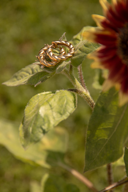 Orecchini In acciaio dorato - Intreccio di eleganza e resistenza